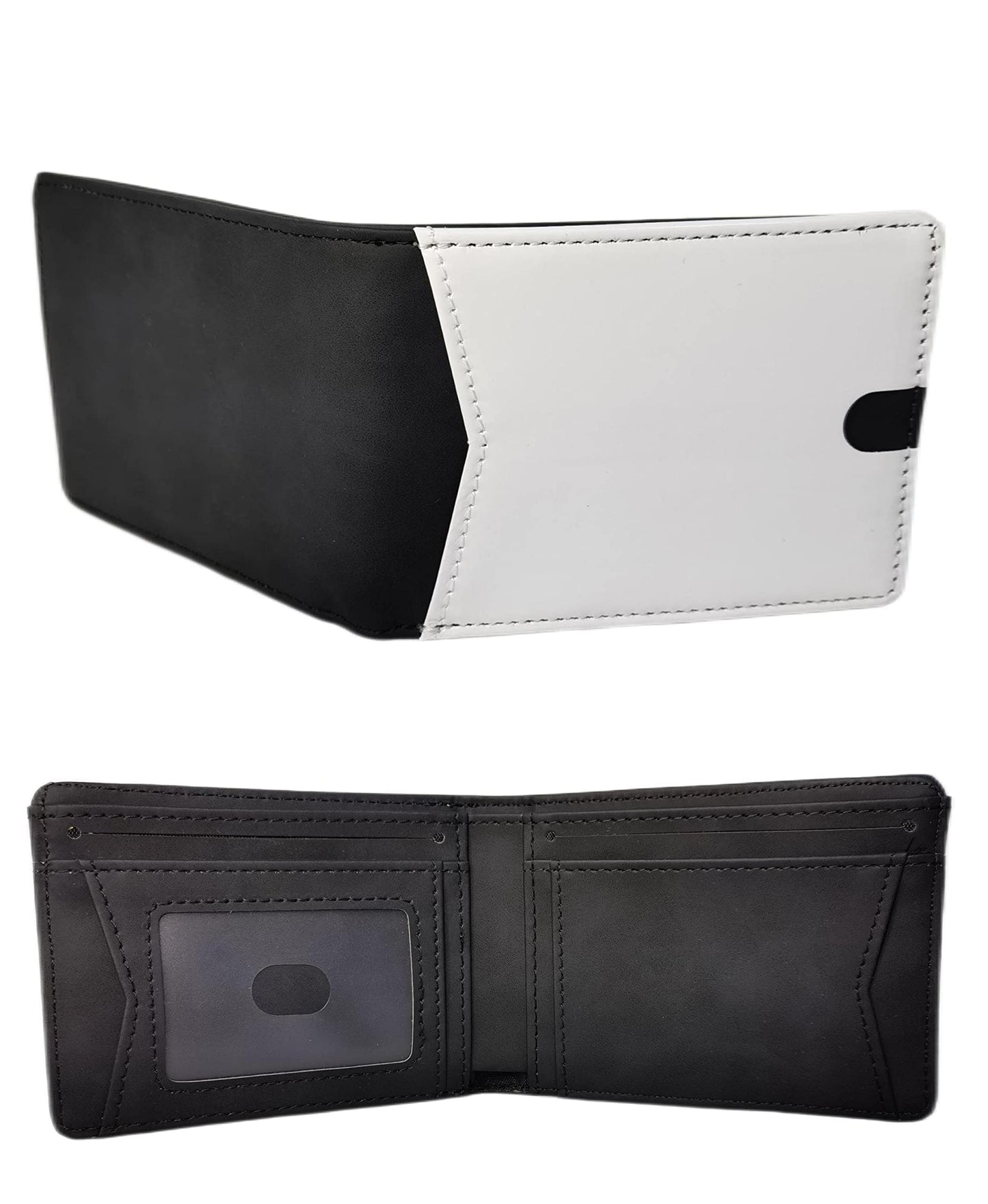 2 Pieces Sublimation Wallet Blank Leather Men's Money Clip Front Pocket slim Bi-fold DIY Craft (Black)