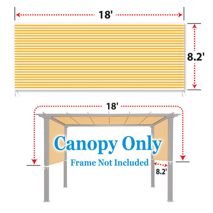 BenefitUSA 18' x 8.2' Universal Replacement Canopy Top Cover for Pergola Structure (Yellow with White)