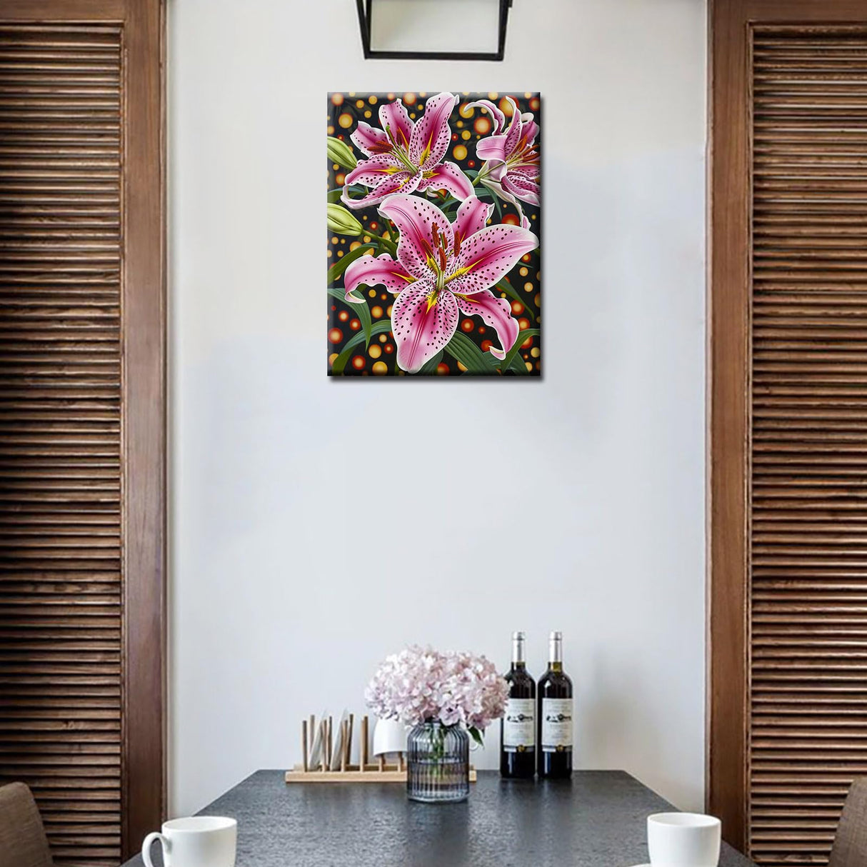 Lilly Flower Diamond Painting DIY 5D, Numbering Kit, Tropical Green Leaves Artwork/Pictures Red Lilium Floral Wall Art Crystal Rhinestone Embroidery Painting Home Decor Adults Gift(12''Wx 16''H) Tucocoo