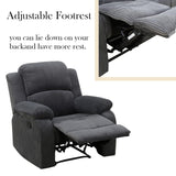 Recliner Chair for Adults, Classic and Traditional Manual Recliner Chair with Overstuffed Arms and Back, Manual Single Sofa, Ergonomic Adjustable Reclining Chairs for Adults, Corduroy-Grey SNKBOAT