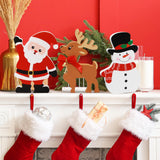 COCHIE Snowman Christmas Decorations Indoor, Cute Snowman Winter Tiered Tray Decor Set of 3, Wooden Snowman Blocks Xmas Table Decoration for Party Home Office Shelf Door (Santa Claus Reindeer) COCHIE