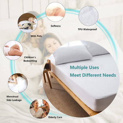 Mattress Protector King Waterproof Mattress Cover King Size Mattress Pad Cover Breathable Noiseless Deep Pocket Bed Cover for 6-18" Mattress Pad - Soft Washable Vinyl Free (King, 1 Pack)