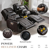 Oprisen 2-Seater Power Loveseat Recliner Electric Reclining Sofa Couch Wall Hugger Recliner Home Theater Seating w/Multi-Function Console/Cup Holders/LED Ambient Light Oprisen