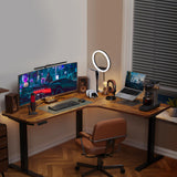 Marsail Standing Desk Adjustable Height with 4-in 1 Electical Outlet, L Shaped Electric Standing Desk (63x55 inch, Rustic) Marsail