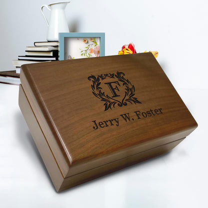 Personalized Keepsake Box | Walnut Wooden Memory Box Gift for Anniversary, Wedding, Valentine, Birthday, Baby Shower, Groomsman | Handmade Keepsake
