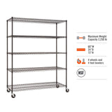 TRINITY Basics 5-Tier Adjustable Wire Shelving with Wheels for Kitchen Organization, Garage Storage, Laundry Room, NSF Certified, 600 to 2250 Pound TRINITY