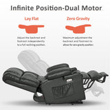 MCombo Dual Motor Power Lift Recliner Chair for Elderly, Lay Flat Lift Chair with Heat and Massage, Cup Holders, USB Ports, Faux Leather 7890 (Grey, Medium) MCombo