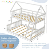 Giantex Twin Over Full Solid Wood House Bunk Bed with Safety Guardrails & Integrated Ladder - Convertible Design in White Giantex