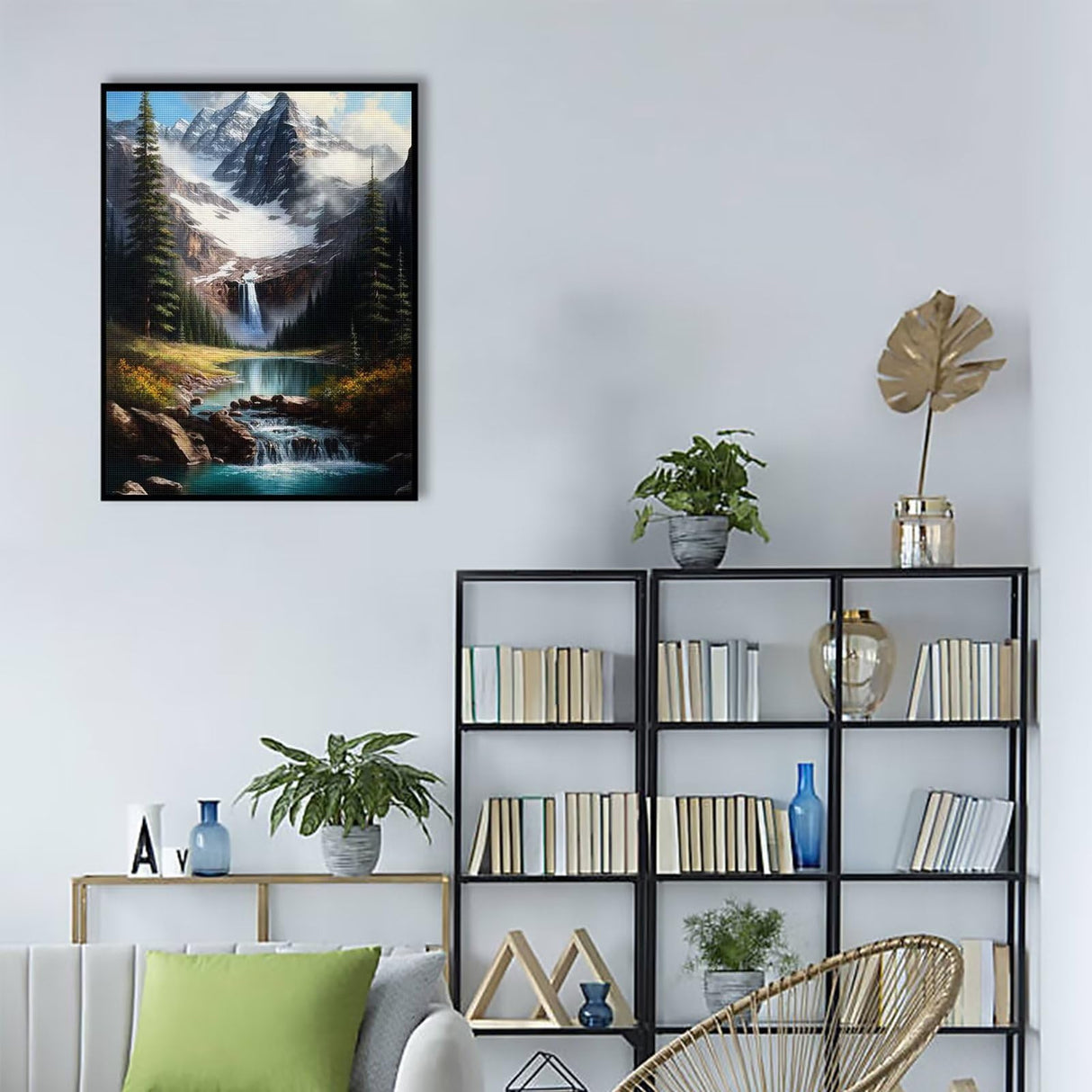 Landscape Diamond Painting Kits Waterfall Mountain Lake Gem 5D Art Painting Kits for Adults Nature Scenery DIY Diamond Painting Accessories for Home Wall Decor 8x12 inch CoHraeu