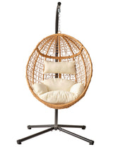 Indoor/Outdoor Hanging Chair/Hammock Chair with Stand, Hanging Swing Egg Chair with Removable & Washable Grey Cushions for Bedroom Living-Room Balcony or Patio Topfuca