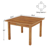 LITTLE TREE 39 Inches Square Dining Table for 4 People, Brown Wooden Kitchen Table Small Dinner Table, Modern Dining Room Tables for Living Room, Kitchen, Oak Brown LITTLE TREE