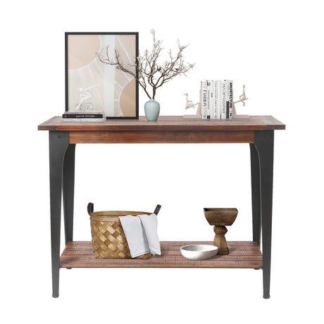 Luxenhome Console Tables for Living Room, 30'' Rustic Entryway Table, Brown/Black Wood Sofa Table Living Room Furniture, Farmhouse Entry Table Living Room, Hallway Table for Entryway LuxenHöme