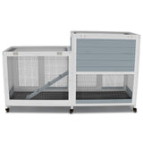 GDLF Two Floors 58" Wooden Indoor Bunny Hutch Rabbit Cage on Wheels Guinea Pig PET House for Small to Medium Animals Waterproof No Leak Tray GDLF