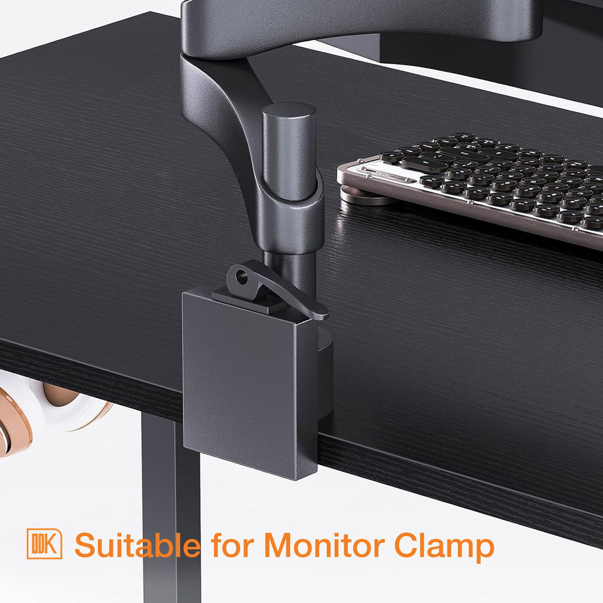 ODK Computer Desk Large Office Desk, 48 Inch Writing Desk with Storage, Modern PC Desk Work Table with Headphone Hook for Home Office, Black ODK