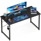 Casaottima 48 Inch Small Computer Desk for Home Office, Study Writing Table for Small Spaces, Simple Modern Desk with Headphone Hooks, Black Casaottima