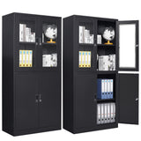 Letaya Storage Cabinet with Doors and Shelves,71" Steel Locker Acrylic Glass Door with Lock, for School Home Office Letaya