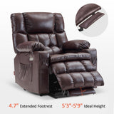 MCombo Dual Motor Power Lift Recliner Chair for Elderly, Infinite Position Lay Flat Lift Chair with Heat and Massage for Seniors, Cup Holders, USB Ports, Faux Leather 7890 (Dark Brown, Medium-Regular) MCombo