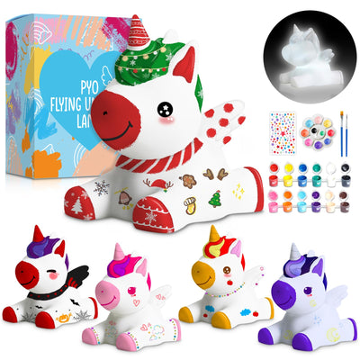 Goodyking Paint Your Own Flying Unicorn Lamp Kit, DIY Unicorn Crafts Night Light, Arts & Crafts for Kids Age 8-12, Painting Art Supplies, Birthday Easter Gift for Kids Age 3 4 5 6 7 8+