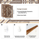 CHDITB Boho Geometric Wood Wall Art(Set of 3, 16"x24"), Large Modern Wooden Panel Hollow Line Art Decor, Rustic Abstract Minimalist Wall Hanging Artwork for Bedroom Living Room Office CHDITB