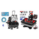 VIVOHOME 110-120V Professional Airbrushing Paint System with 1/5 HP Air Compressor and 1 Paint Sprayer with Upgraded 11 in 1 Combo Multifunctional Swing Away Clamshell Printing Sublimation Heat Press VIVOHOME