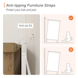 WAMPAT 3 Piece Bedroom Set - Includes 7 Drawer Dresser for Bedroom, Set of 2 Night Stands with Charging Station & Drawers, 3 Piece Dresser and Nightstand Sets, Oak WAMPAT