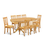 East West Furniture VAAN9-OAK-W 9 Piece Modern Dining Table Set Includes an Oval Wooden Table with Butterfly Leaf and 8 Dining Room Chairs, 40x76 Inch, Oak East West Furniture