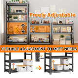 Office Shelf Organizer/Home Book Shelves/Metal Garage Shelving Unit, 5 Tiers, 3000 lbs Weight Capacity, Adjustable, Freestanding for Living Room/Garage/Basement Black (35.4" W*15.8" D*72" H) BEESTMUEBLE