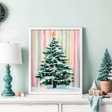 Whaline Christmas DIY Painting by Number Kits Unframed Xmas Tree Oil Painting Canvas Acrylic Filling Painting by Number for Home Party Wall Decoration, 16 x 20 Inch Whaline