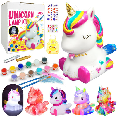 Cokiki Paint Your Own Unicorn Lamp Kit, Art Supplies DIY Crafts Night Light Painting Kit, Arts and Crafts for Kids Ages 8-12, Birthday Party Holiday Creative Gift for Girls Boys Ages 6 7 8 9 10 11 12+