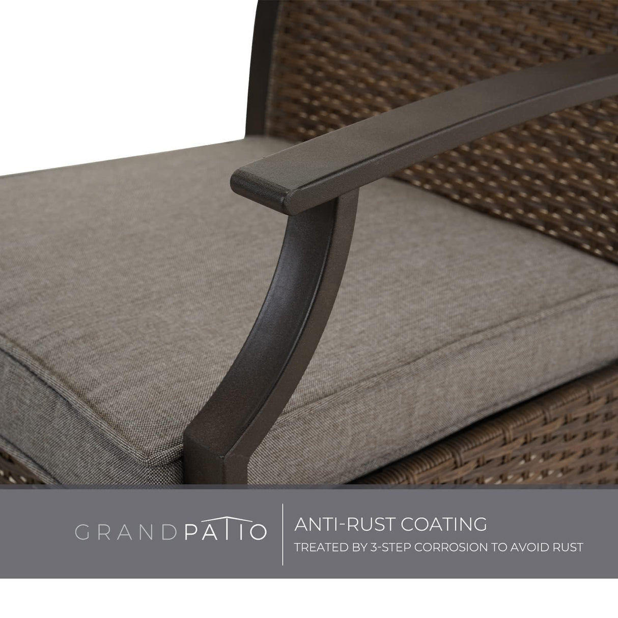 Grand patio 7 Pieces Outdoor Dining Sets, E-Coated Dining Chairs Traditional Wicker Patio Furniture for 6, Including Chairs with Cushions & Wood Grain Table with Umbrella Hole for Backyard, Deck Grand patio