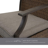 Grand patio 7 Pieces Outdoor Dining Sets, E-Coated Dining Chairs Traditional Wicker Patio Furniture for 6, Including Chairs with Cushions & Wood Grain Table with Umbrella Hole for Backyard, Deck Grand patio