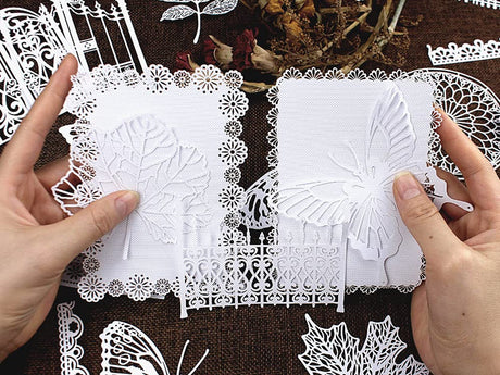 Vintage Scrapbook Paper Lace for Scrapbooking Supplies Kit,Diuhofart 40 Pcs Decorative Paper Cutouts for Junk Journaling,DIY Craft Album Planner Embellishments,Card Making Diuhofart