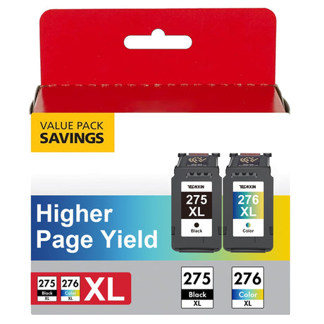 PG-275 XL/CL-276 XL Value Pack Replacement for Cannon Ink 275 276 for Canon 275 and 276 Ink Cartridges Compatible to PIXMA TR4720 TS3522 TR4700 TS3722 TS3500 TS3520 TS3720 TR4722 (2 Pack) TECKKIN