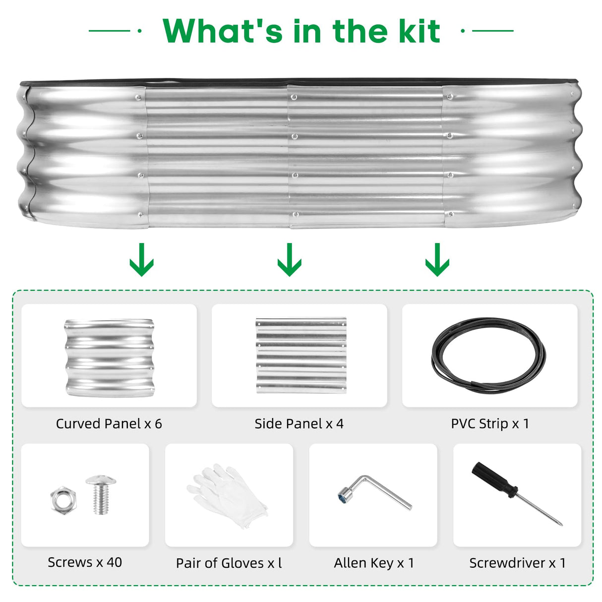 JERIA Raised Garden Bed,Galvanized Raised 4×2×1ft Planter Boxes Outdoor with Easy Assembly, Large Garden Bed for Vegetables, Fruits, Flowers JERIA