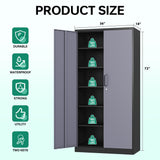 Letaya Metal Storage Cabinet with Lock Door and 5 Shelves,6 Tier Steel Garage Tool Cabinet for Home Office Utility Room 72" H X 36" W X18 D (Black gray) Letaya