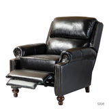 HULALA HOME Genuine Leather Recliner Chair, Classic and Traditional Push Back Recliner Chair for Living Room, Adjustable Leather Cigar Reclining Vintage with Nail Head Trim,Black HULALA HOME
