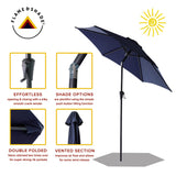 FLAME&SHADE 7.5 ft Outdoor Market Patio Table Umbrella with Tilt, Navy Blue FLAME&SHADE