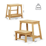 BEKVEM Bamboo Folding Step Stool with Sturdy Structure and Wide Stepping Surface for Safety, Multi-Purpose Foldable Step Stool, Step Ladder for Bathroom,Bedroom,Kitchen Step Stools for Adults 350 lbs BEKVEM