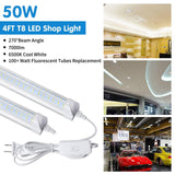 AQIQUUT Led Shop Lights,Led Shop Lights 4FT,50W 6500K 7000LM Clear White,Led Shop Light 4FT 110V Linkable Integrated V-Shape for Shop Garage,Warehouse,Workbench and Workshop Indoor(4-Pack) AQIQUUT