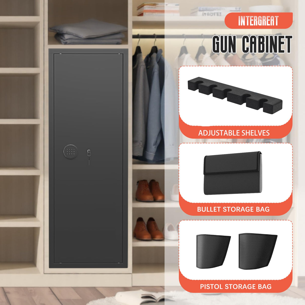 Bonusall 10 Gun Safe for Rifles,Fireproof Gun Safe for Rifles and Pistols,Rifle Safes for Home with Digital Keypad,Adjustable Shelves & Handgun Pockets Bonusall