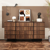 FAMAPY Dresser Chest of Drawers, 12 Drawer Dresser, Wood Modern Drawer Chest, for Bedroom Living Room Office, Brown and Black, Wood Grain, 15.7”D x 70.9”W x 35.4”H FAMAPY