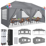 COBIZI 10x20 Pop Up Canopy Tent with 6 Sidewalls Tents for Parties Waterproof Camping Canopy Ez Up Party Tent Outdoor Portable Gazebo for Backyard Commercial Event Tent, Grey COBIZI