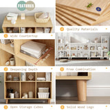 IOTXY Open Cube Low Bookcase - 3-Tier Freestanding Storage Display Cabinet Organizer with Legs for Home Office, 7-Cubes Open Shelf Short Bookshelf, White IOTXY