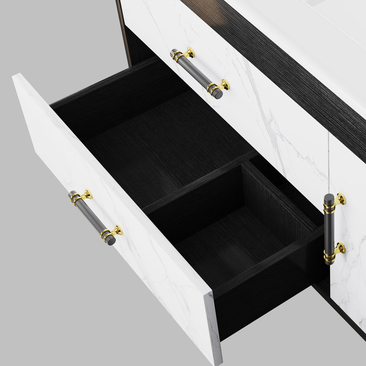 YITAHOME 36 Floating Vanity with Sink, Wall Mounted Bathroom Cabinet Vanity with Soft-Close System Cabinet, Marble Pattern, 2 Drawers & Pre-drilled Three Holes YITAHOME