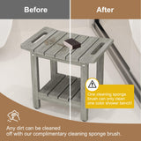 oridom HIPS Shower Benches for Inside Shower, Shower Stool with Space-Efficient Storage Shelf, Waterproof Shower Chair Seat for Spa Bathroom(Light Gray) oridom