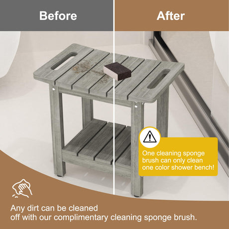 oridom HIPS Shower Benches for Inside Shower, Shower Stool with Space-Efficient Storage Shelf, Waterproof Shower Chair Seat for Spa Bathroom(Light Gray) oridom