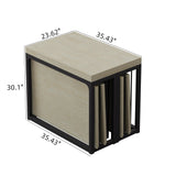 NTYUNRR 23.6" - 118" Extendable Dining Room Table, Modern Extra Long Folding Dining Tables for 2-10 People, Outdoor Patio Furniture Set, Adjustable Kitchen Dinner Table, Ancient White NTYUNRR