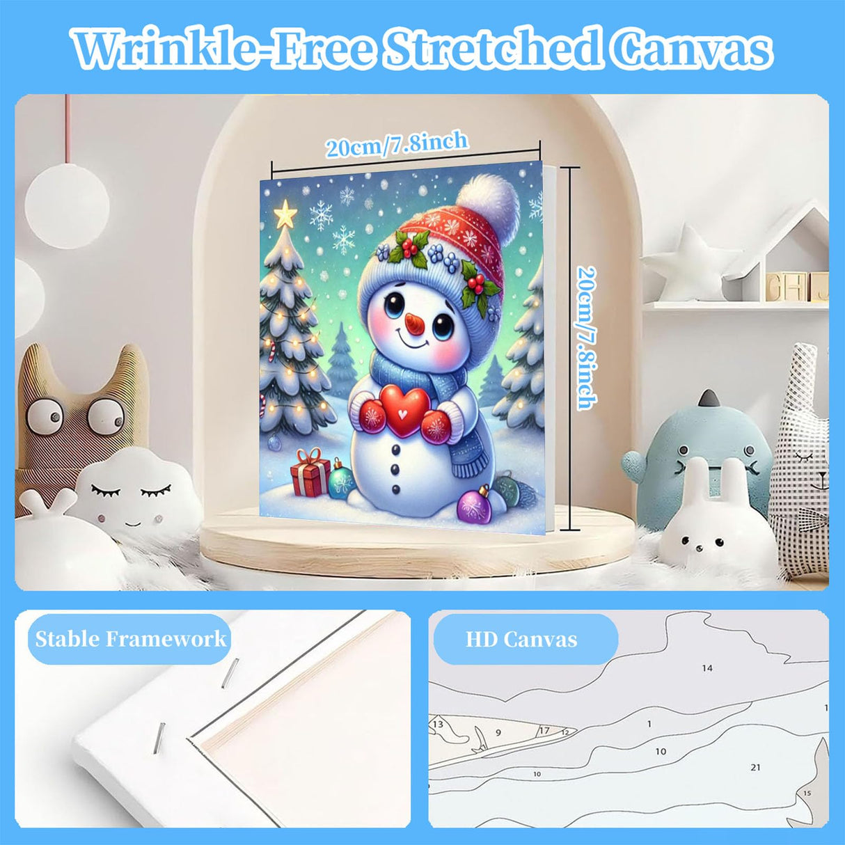 Arttoplus 4 Pack Paint by Numbers Kit for Kids with Frame,Cute Christmas Kids Paint by Numbers Ages 4-8-12 with Wooden Easel,Easy DIY Acrylic Oil Painting by Number for Gift Home Wall Decor(8x8 inch) Arttoplus