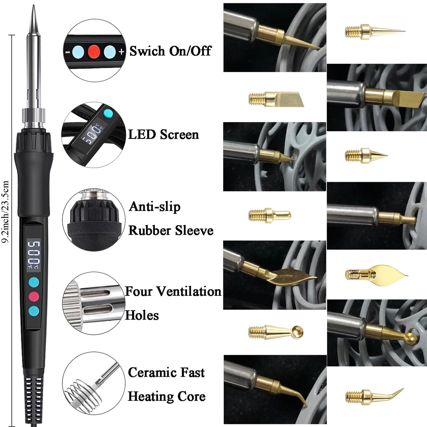 ELITECTK 3D Print Finishing Tools, 3D Printing Smoothing Tools Kit Includes Digital Soldering Iron, Deburring Tool, Electric Polishing Machine and ABS Storage Toolbox for 3D Print Trimming Mo - WoodArtSupply