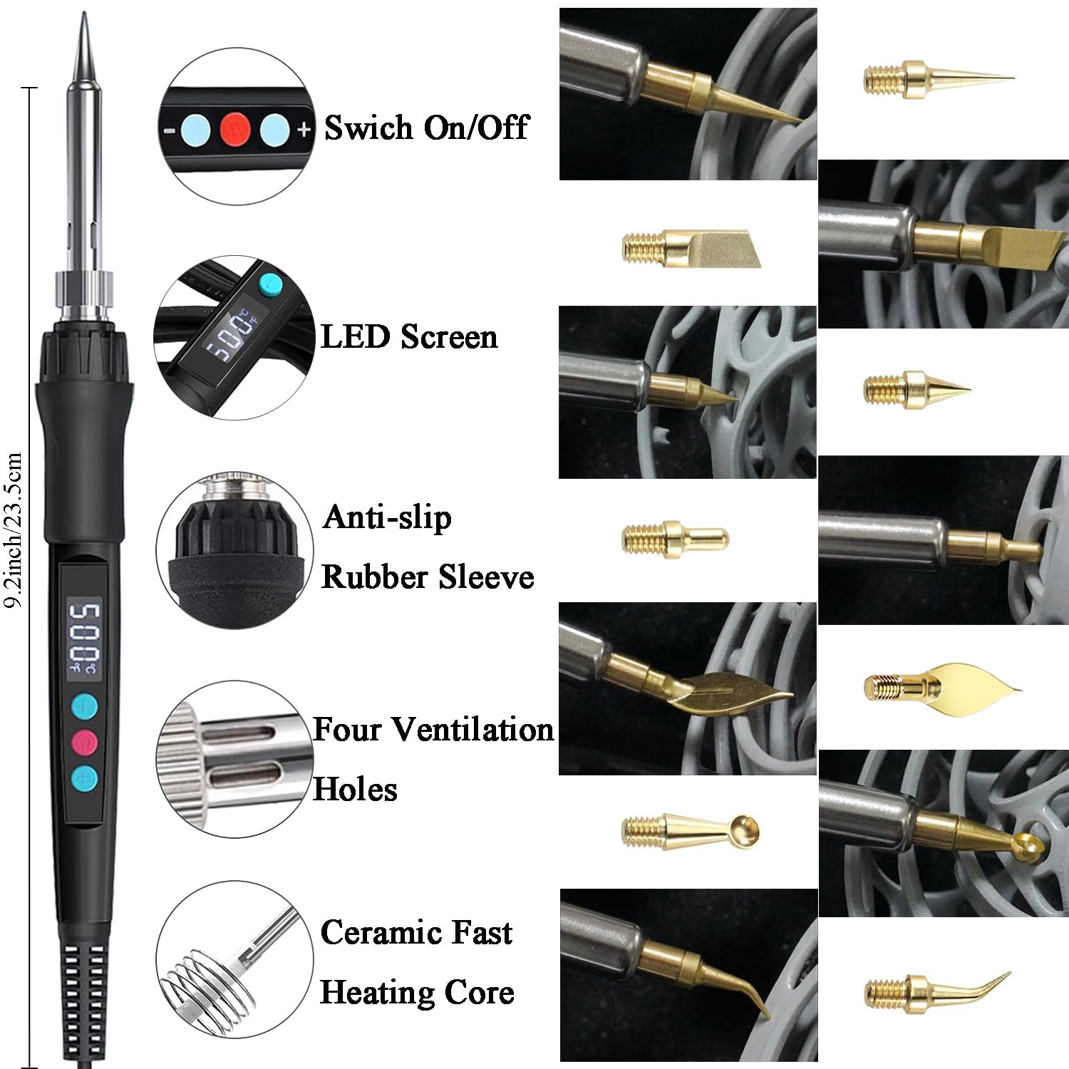 ELITECTK 3D Print Finishing Tools, 3D Printing Smoothing Tools Kit Includes Digital Soldering Iron, Deburring Tool, Electric Polishing Machine and ABS Storage Toolbox for 3D Print Trimming Mo - WoodArtSupply